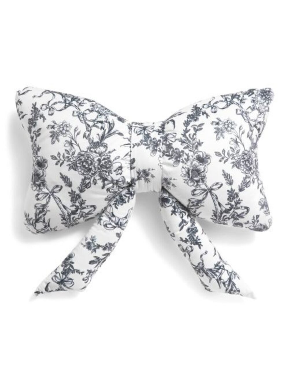 Envogue Toile Bow Pillow 14x24 Black‎ White NWT
